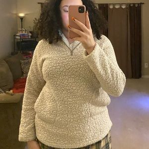 Fluffy cream white sweater